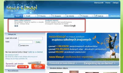 Reklamy Google AdWords na portalu nasza-klasa.pl